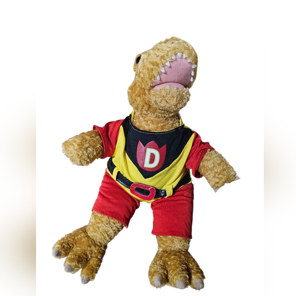 Build-A-Bear Superhero Dinosaur T-Rex Plush | Brown Dino‎ w/ Hero Outfit | 16"